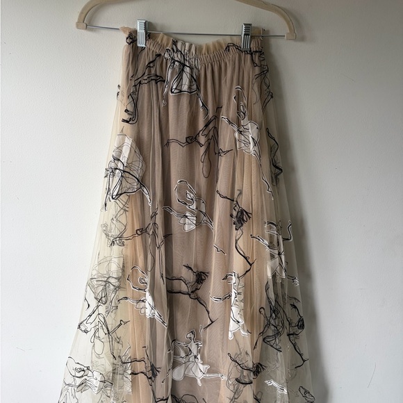 ANTHROPOLOGIE Geisha Designs Georgette Pleated tulle dancer maxi skirt Sz Med - Picture 9 of 10